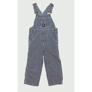 John Deere Hickory Striped Overalls Logo Patch Adjustable Straps Size 6